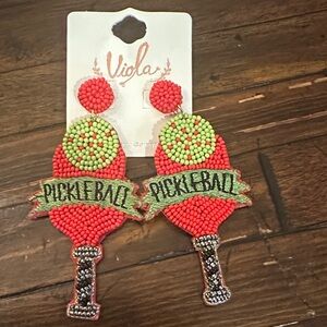 Red and Green Pickleball Earrings